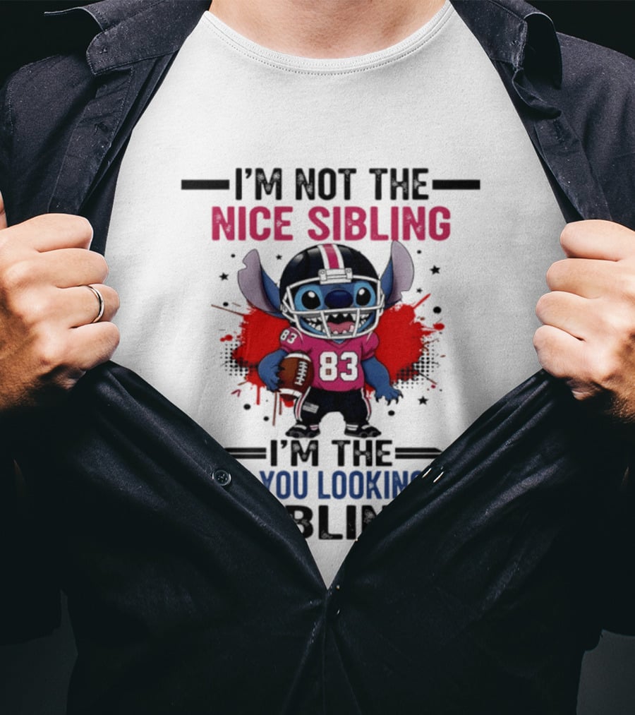 I'm Not The Nice Sibling I'm The WTF You Looking At Sibling Stitch Football Outfit 83 T-Shirt