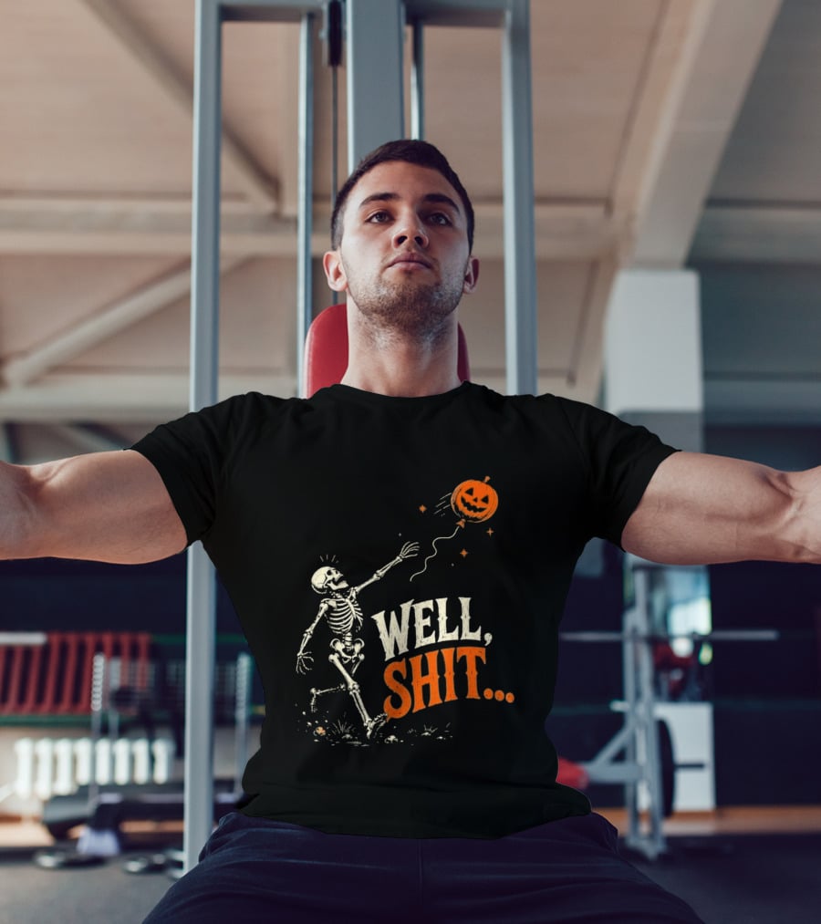 Skeleton Well Shit Lost Pumpkin Balloon Halloween T-Shirt