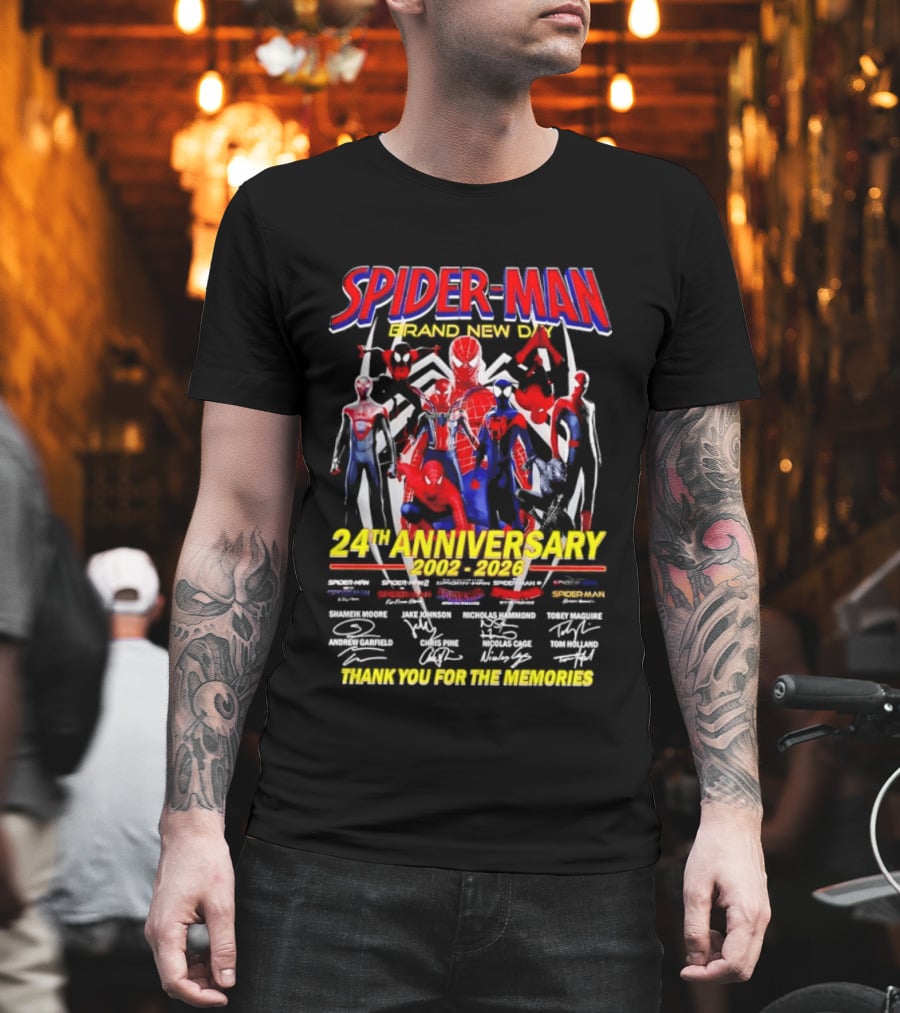 Spider Man Brand New Day 24th Anniversary 2002 2026 Thank You For The Memories T-Shirt