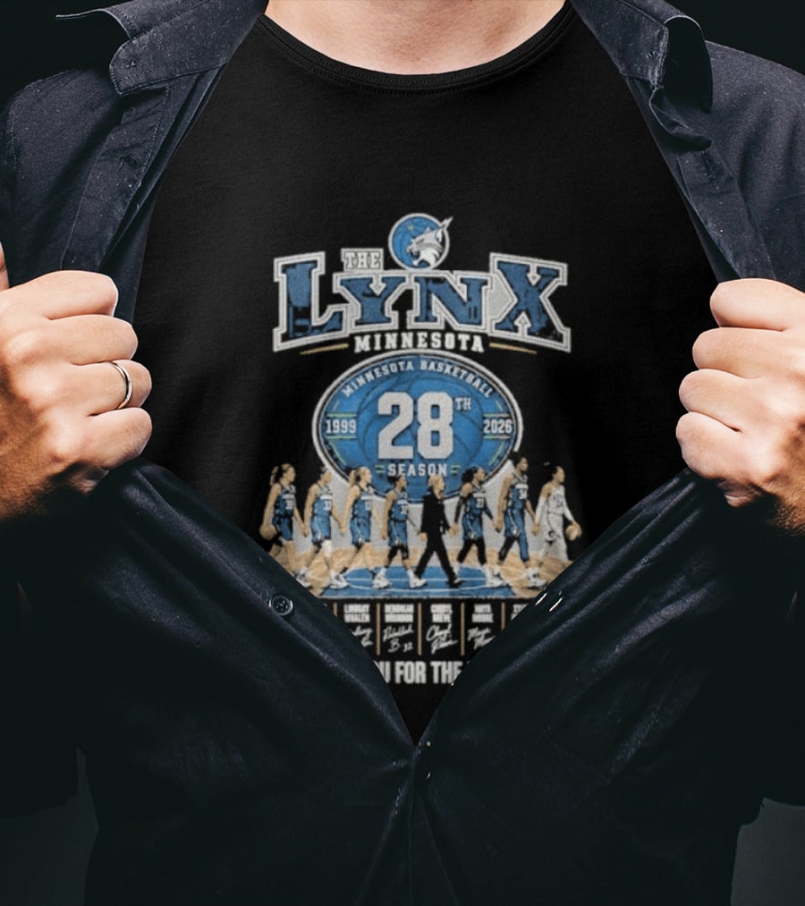 The Lynx Minnesota Basketball 28th Season 1999 2026 Thank You For The Memories Legend Player T-Shirt