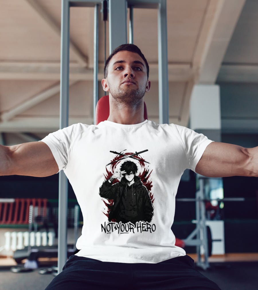Not Your Hero Hooded Anime Boy With Katanas Manga T-Shirt