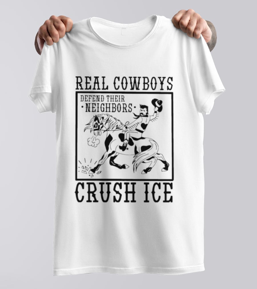 Real Cowboys Defend Their Neighbors Crush Ice Vintage Rodeo T-Shirt