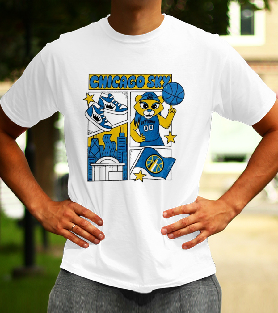 Chicago Sky Skytown Mascot And Basketball Celebration T-Shirt