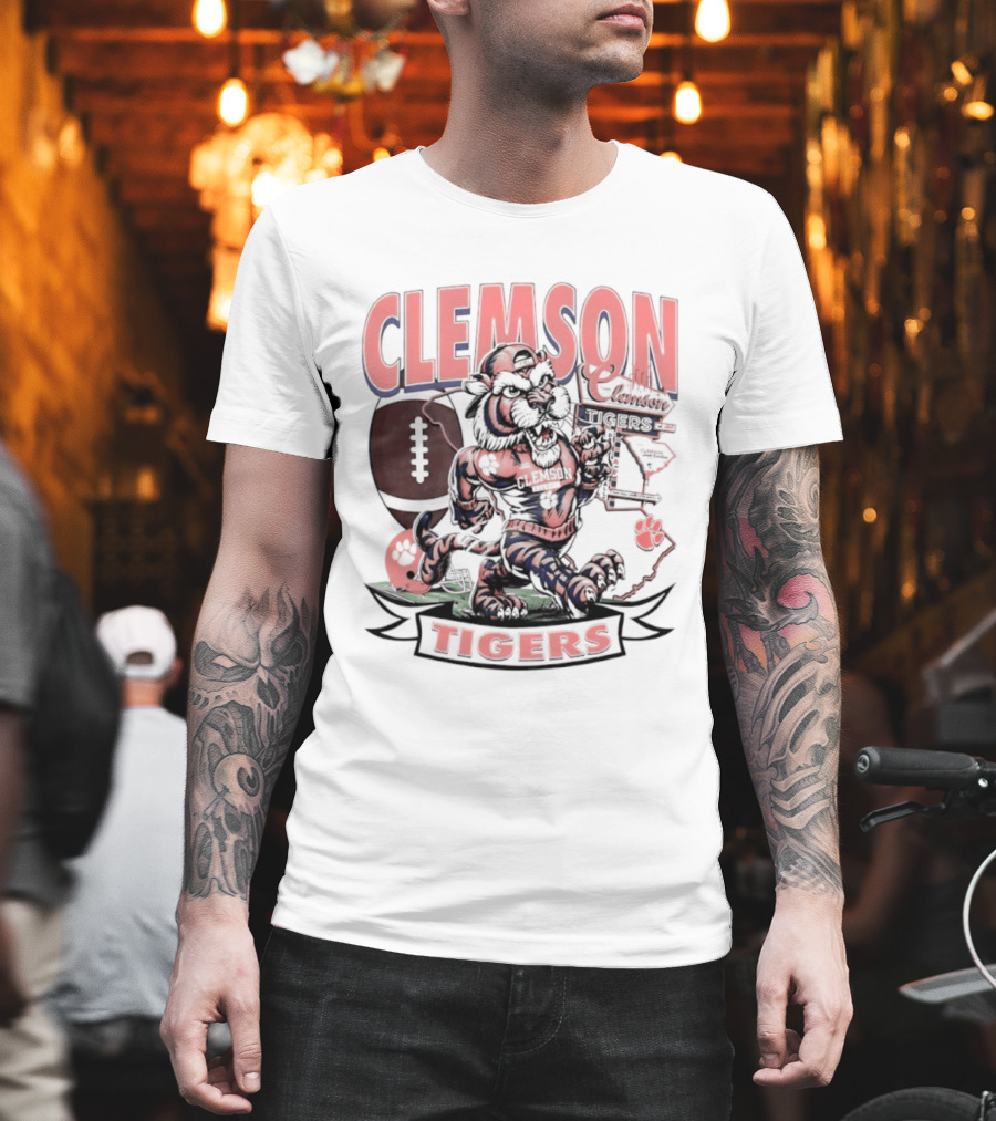 Clemson Tigers Football NCAA Cartoon T-Shirt
