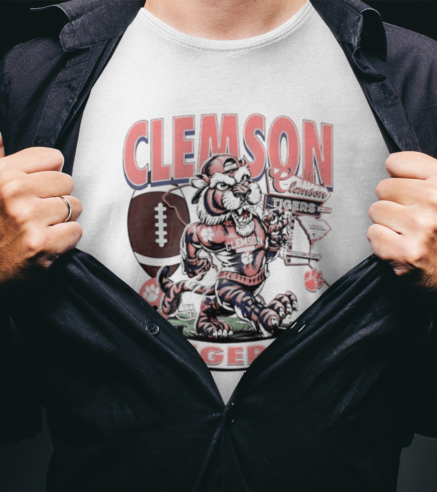 Clemson Tigers Football NCAA Cartoon T-Shirt