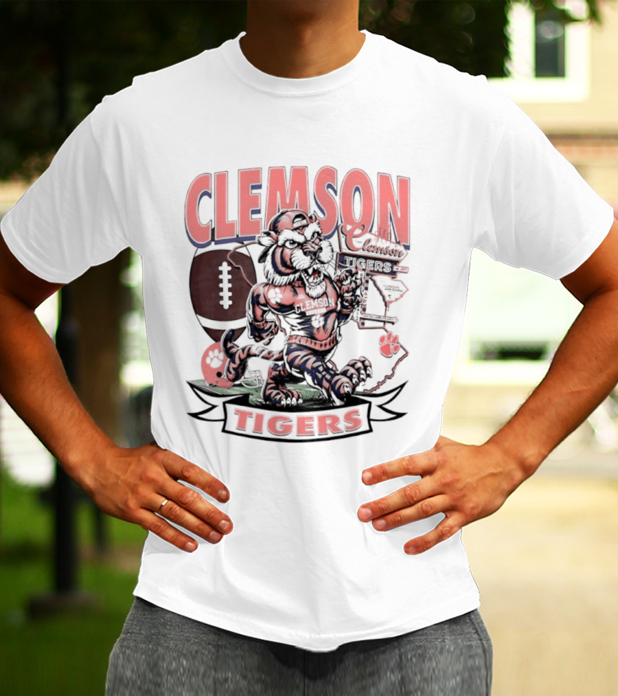 Clemson Tigers Football NCAA Cartoon T-Shirt
