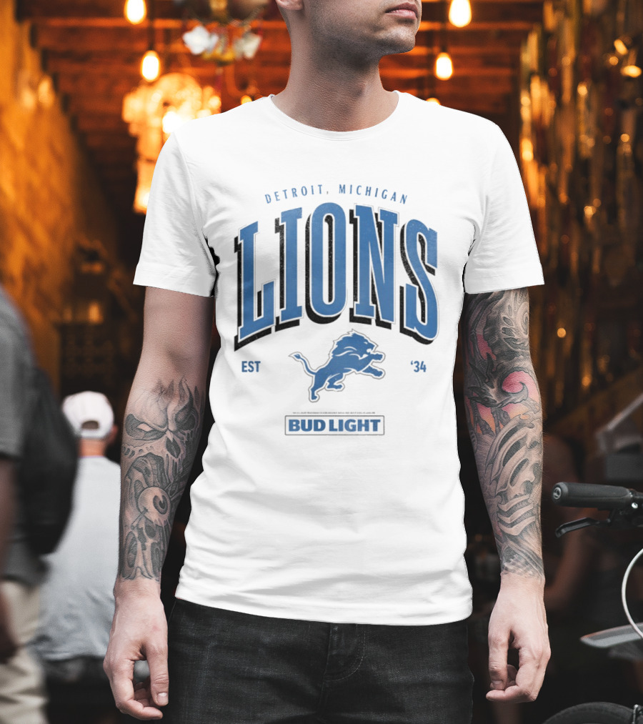 Detroit Michigan Lions Est '34 Bud Light T-Shirt