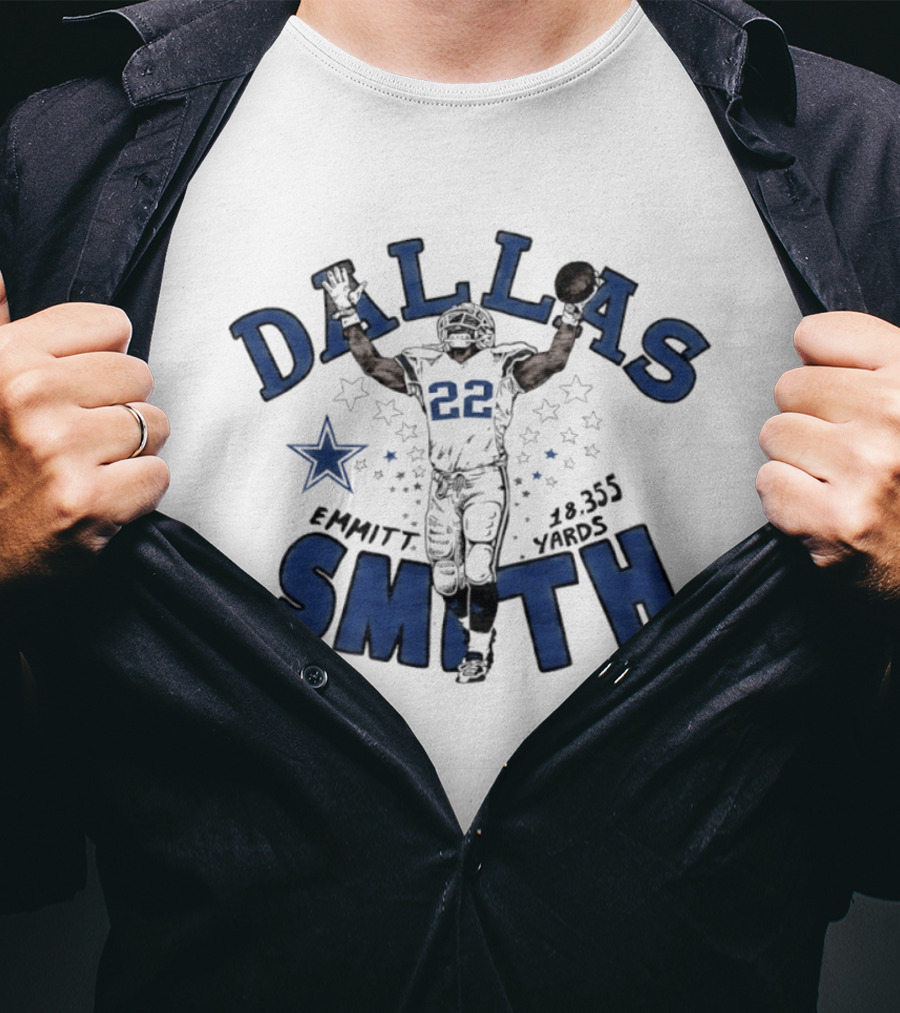 Dallas Cowboys Emmitt Smith 22 18355 Yards Star Player T-Shirt