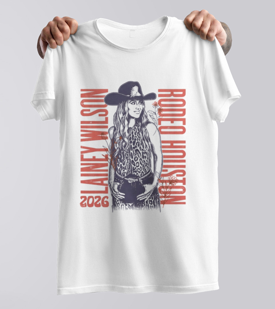 Lainey Wilson Rodeo Houston 2026 Country Music Western Style Cowboy Hat Floral T-Shirt