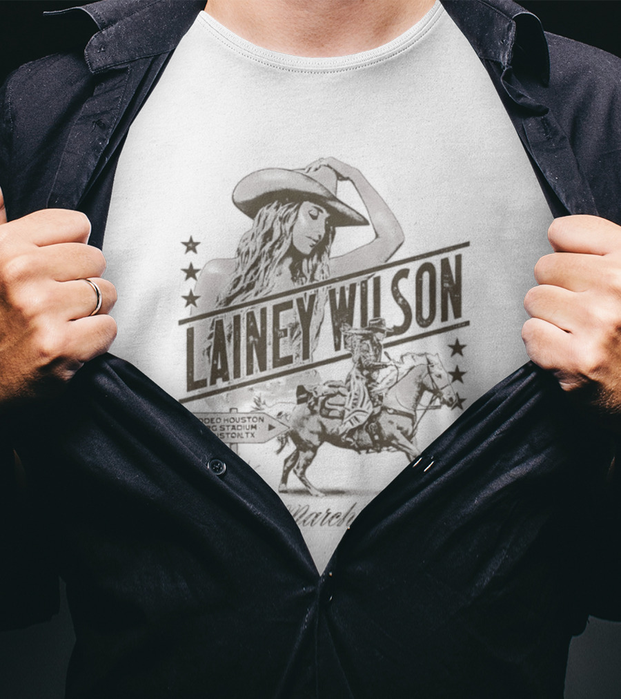 Lainey Wilson Rodeo Houston NRG Stadium March 19 2026 Cowboy Silhouette Stars T-Shirt
