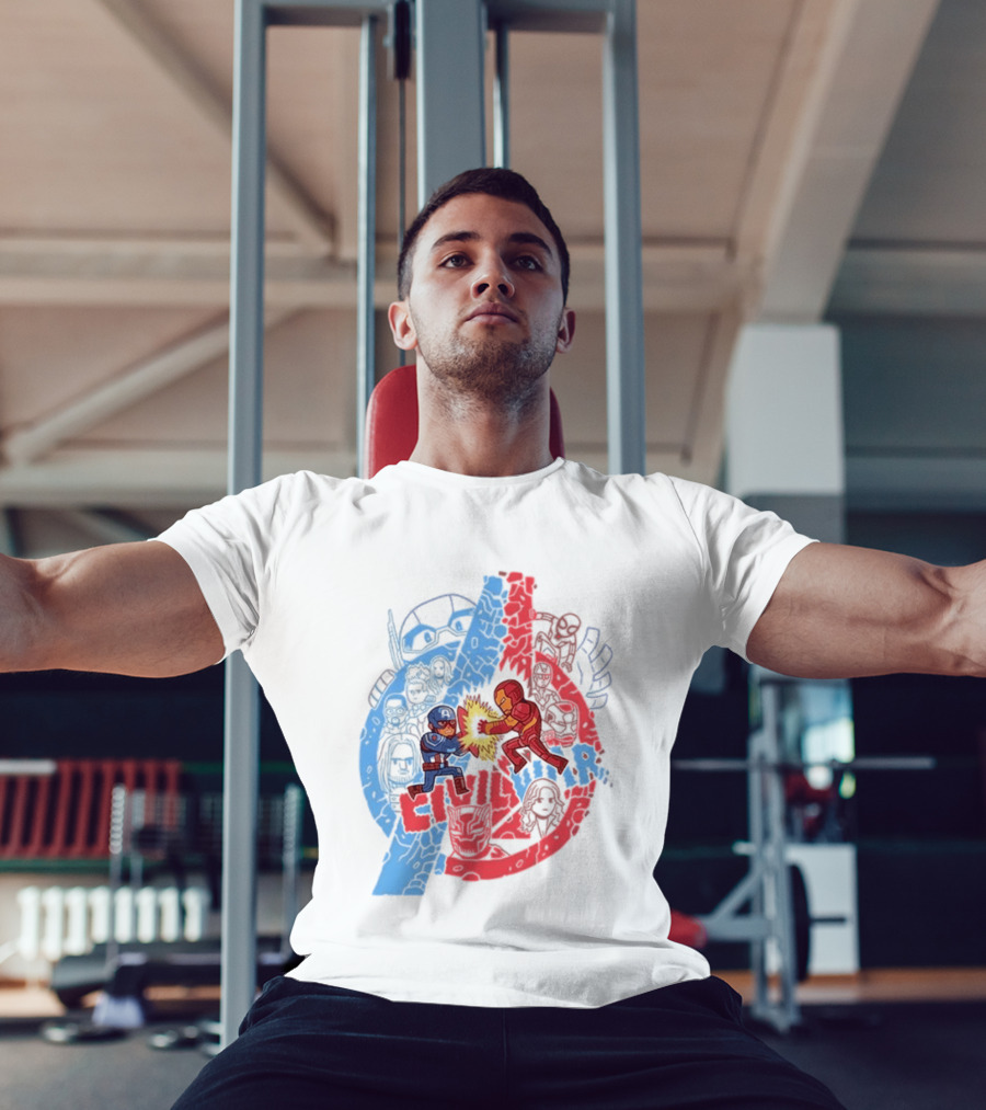Marvel Civil War Captain America Versus Iron Man Chibi Showdown T-Shirt