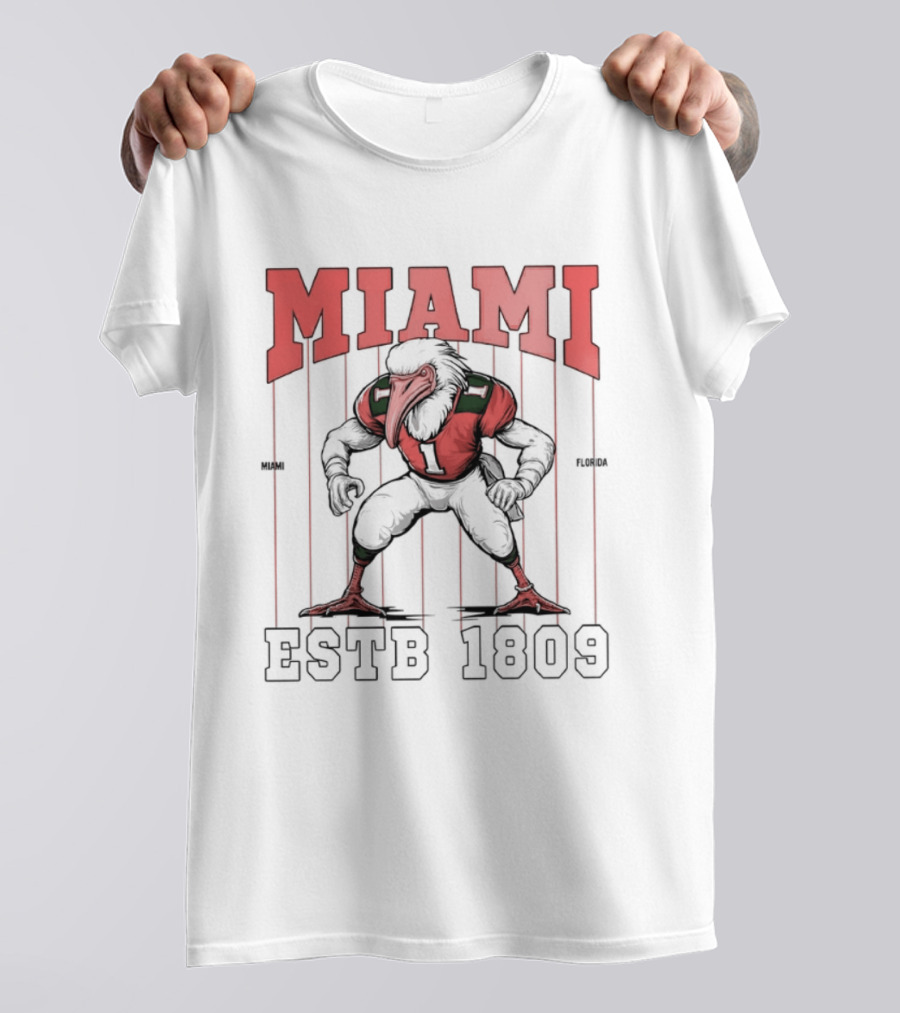 Miami Hurricanes Ibis Football ESTB 1809 T-Shirt