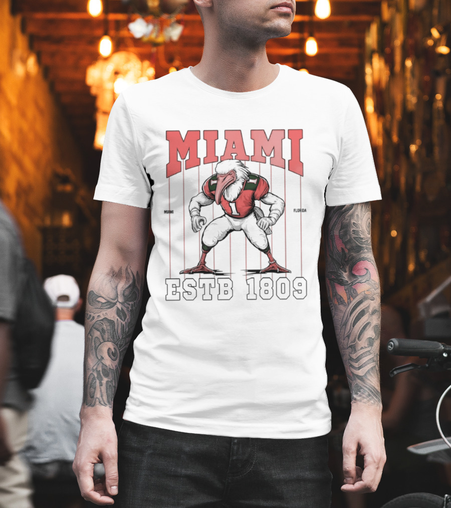 Miami Hurricanes Ibis Football ESTB 1809 T-Shirt