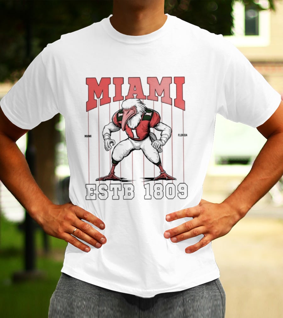 Miami Hurricanes Ibis Football ESTB 1809 T-Shirt