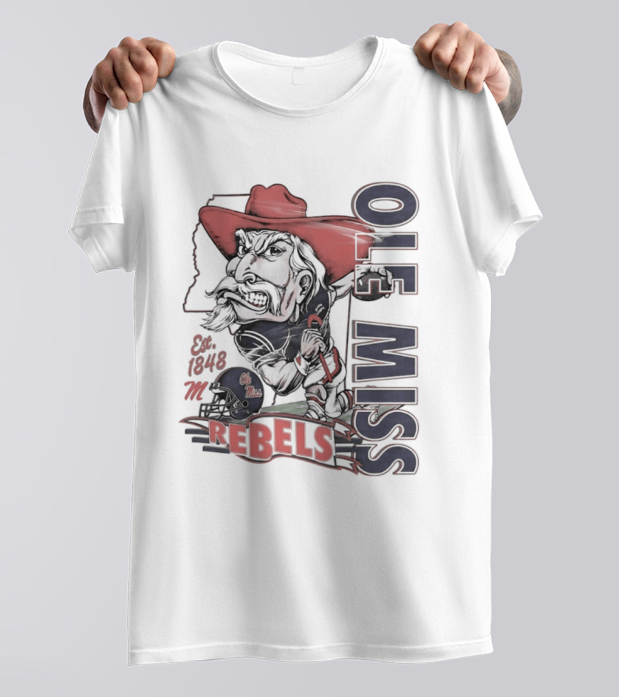 Ole Miss Rebels Est 1848 Vintage Colonel Reb NCAA Football T-Shirt
