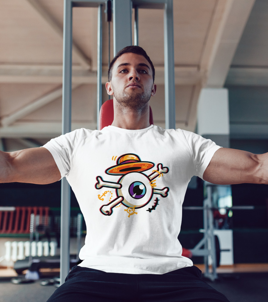 One Piece Straw Hat Eye Bone Pirate Symbol Iconic Anime Series Fan Merch T-Shirt