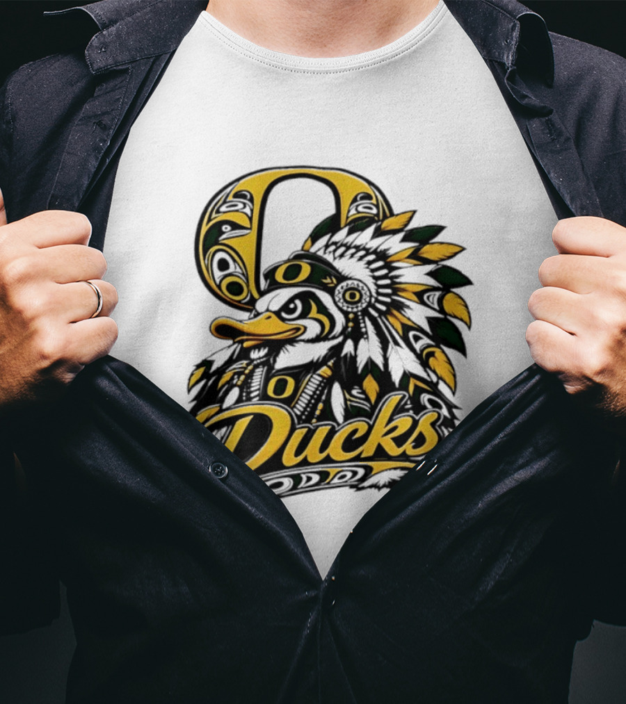 Oregon Ducks Native American Headdress Tribal T-Shirt