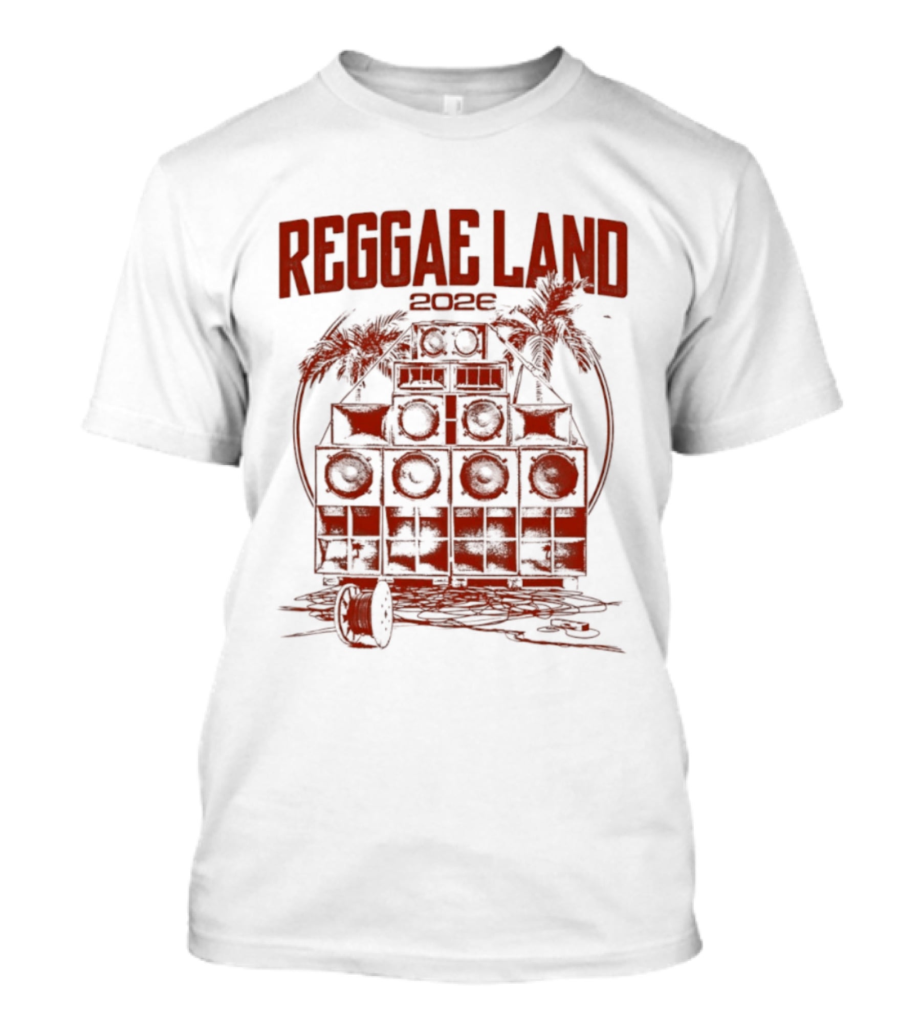 Reggae Land 2026 Soundsystem Palm Trees Stack T-Shirt