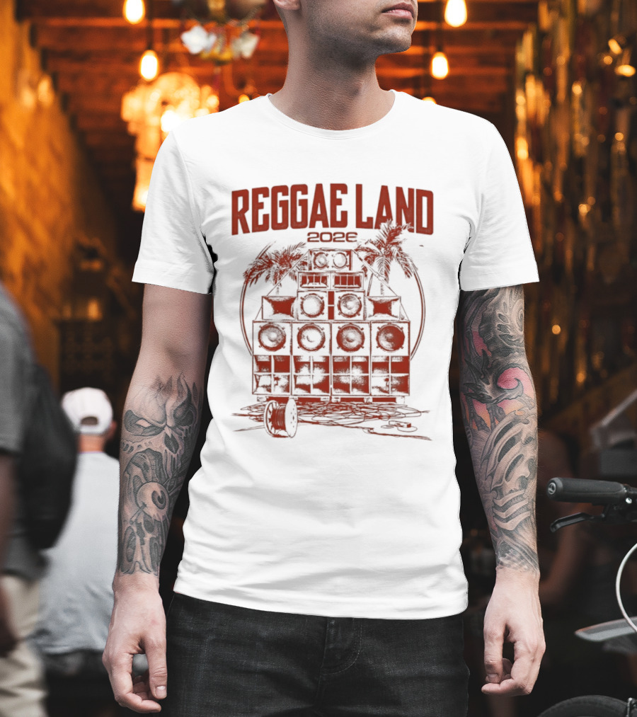 Reggae Land 2026 Soundsystem Palm Trees Stack T-Shirt