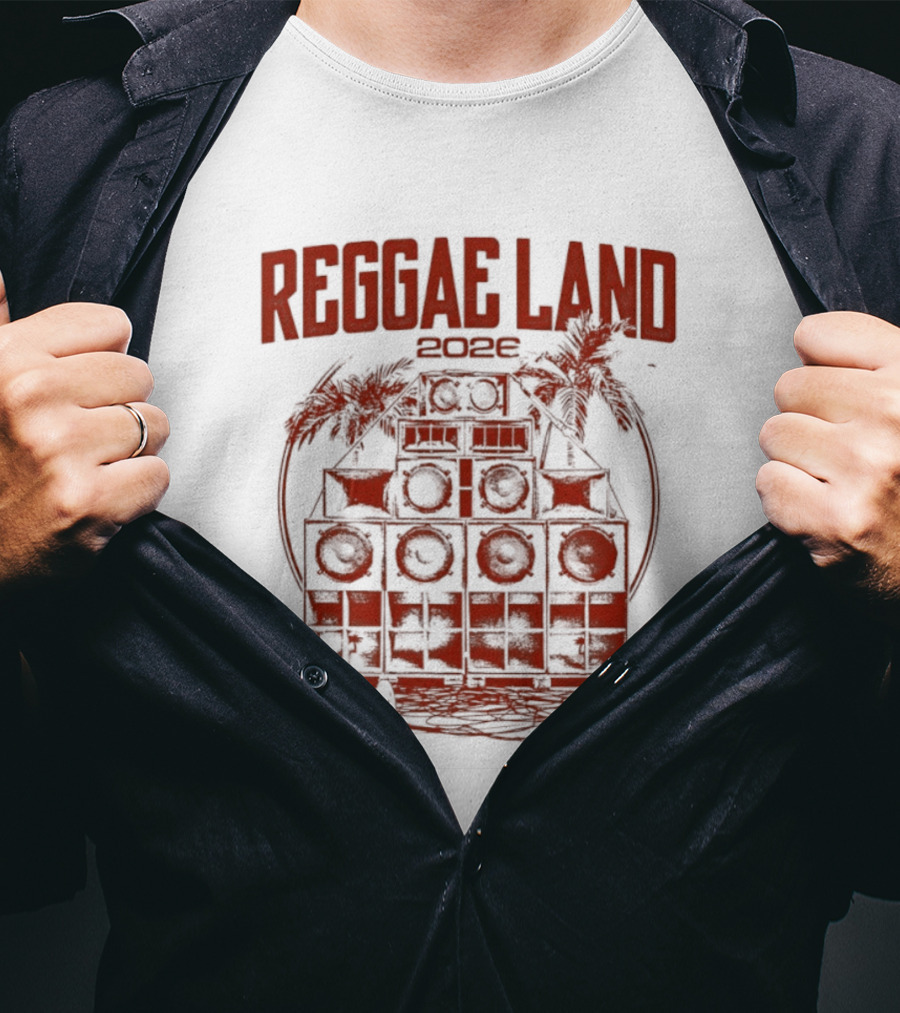 Reggae Land 2026 Soundsystem Palm Trees Stack T-Shirt