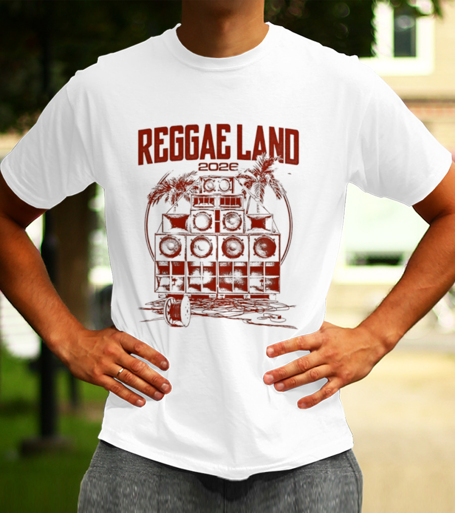 Reggae Land 2026 Soundsystem Palm Trees Stack T-Shirt
