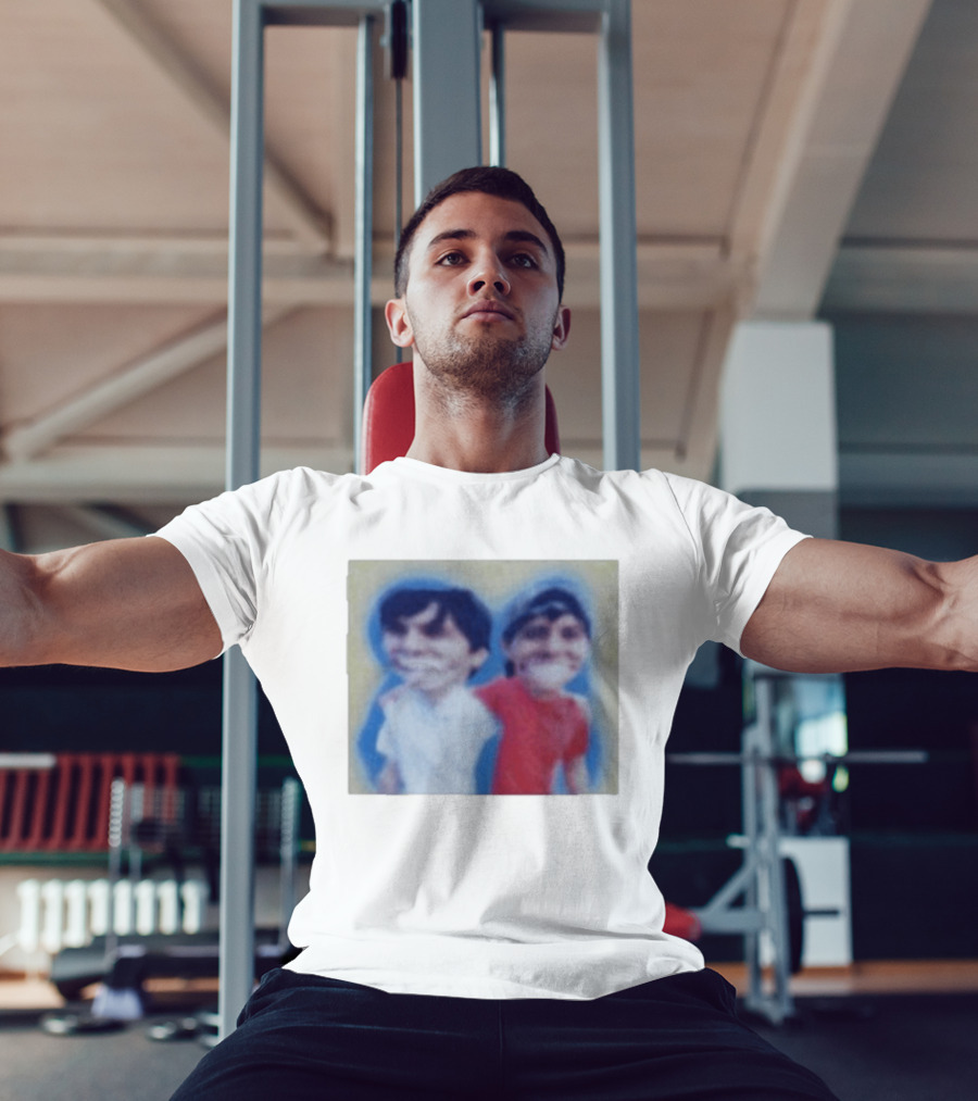 Slushy Noobs Hugging Cartoon Characters In Red And White Outfits T-Shirt