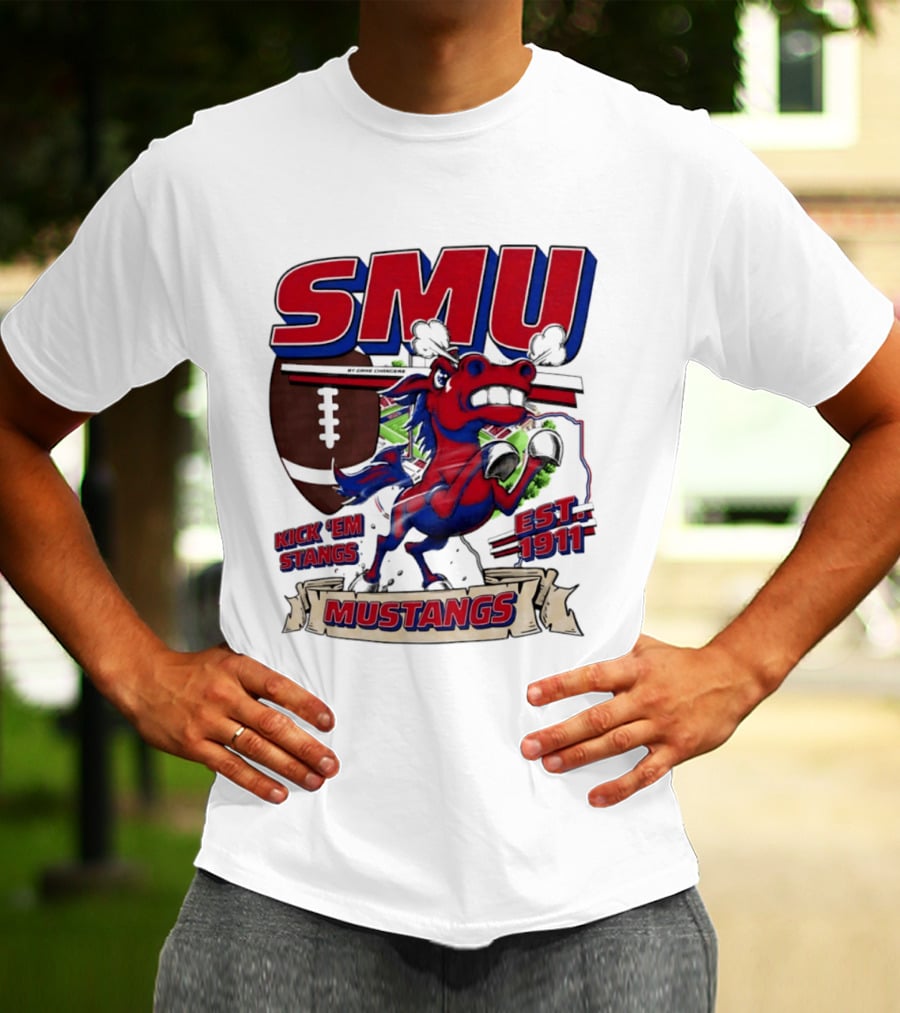 SMU Mustangs Kick 'Em Stangs Football 1911 T-Shirt