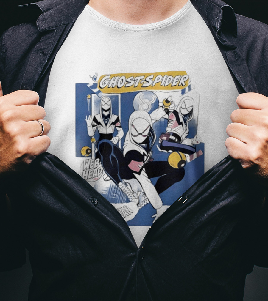 Ghost Spider Web Head Spider Man T-Shirt