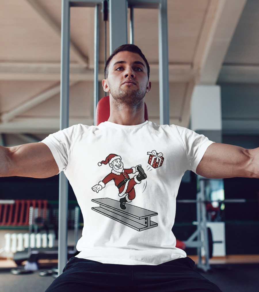 Steel City Santa Claus Dancing On Steel Beam With Holiday T-Shirt