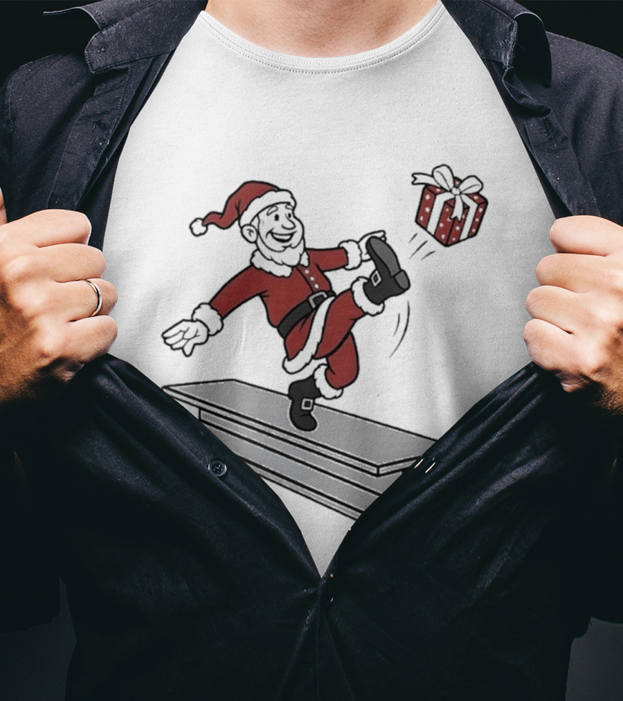 Steel City Santa Claus Dancing On Steel Beam With Holiday T-Shirt