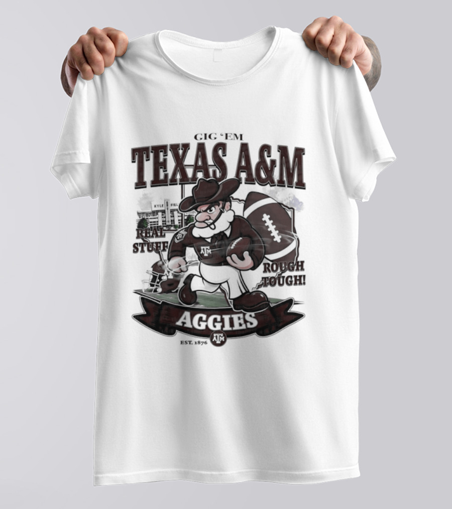Texas A&M Aggies Gig 'Em Real Stuff Rough Tough T-Shirt