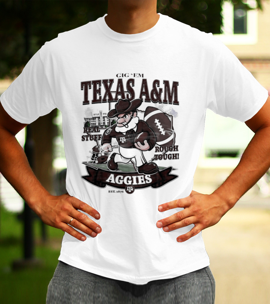 Texas A&M Aggies Gig 'Em Real Stuff Rough Tough T-Shirt