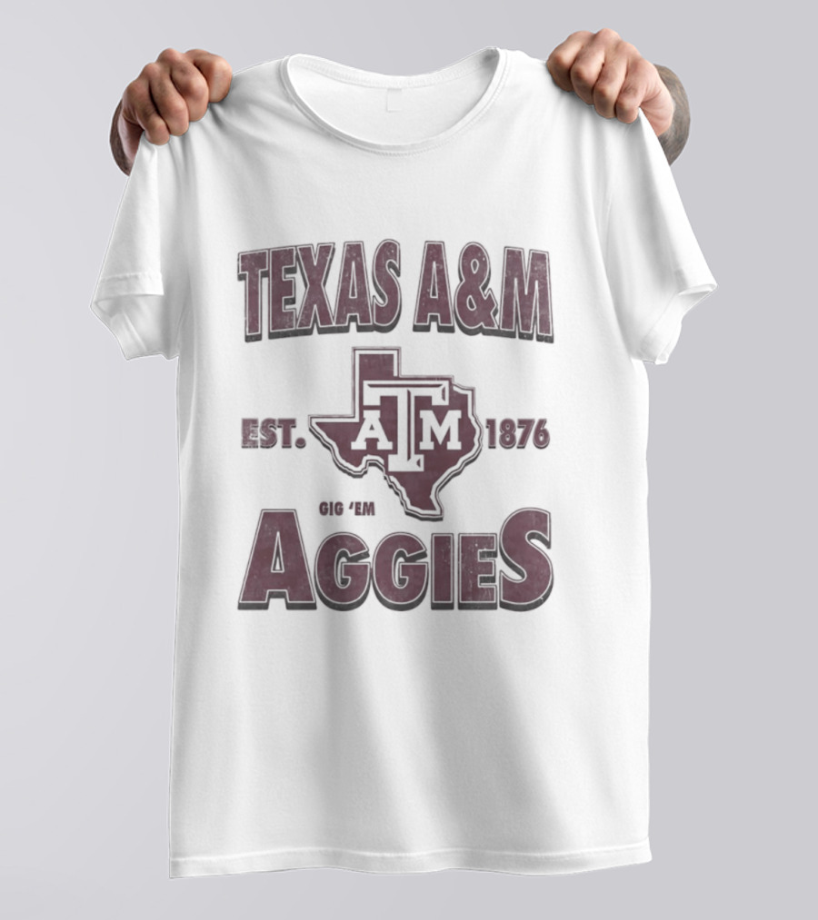 Texas A&M Est 1876 Gig 'Em Aggies A&M Logo State T-Shirt