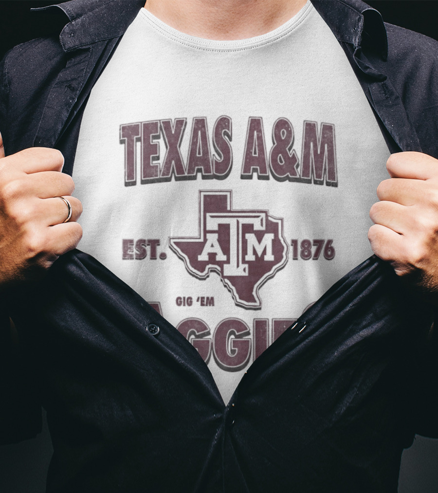 Texas A&M Est 1876 Gig 'Em Aggies A&M Logo State T-Shirt