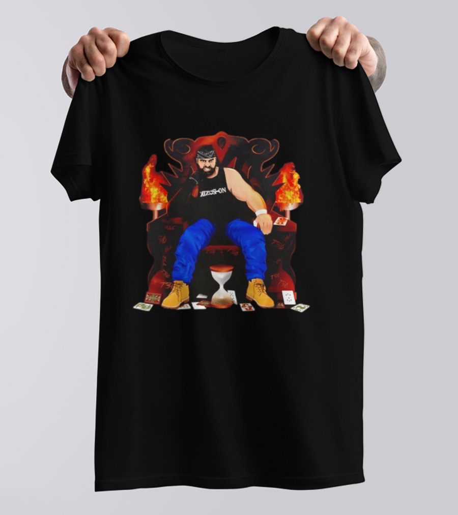 Eddie Kingston Throne Kizus On Playing Cards Flames Hourglass T-Shirt