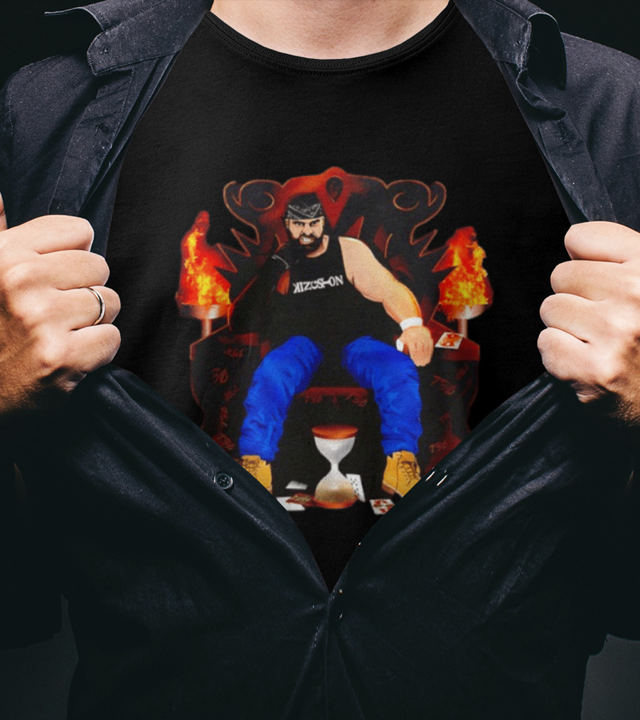 Eddie Kingston Throne Kizus On Playing Cards Flames Hourglass T-Shirt