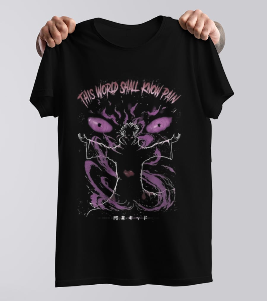 Naruto Shippuden Six Paths Rinnegan Akatsuki This World Shall Know Pain T-Shirt