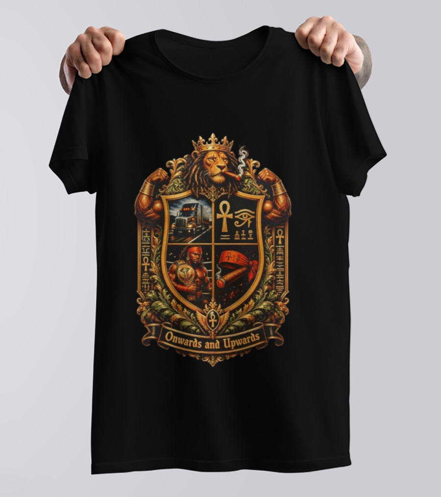 Onwards And Upwards Egyptian Ankh Lion King Smoking Cigar Truck T-Shirt