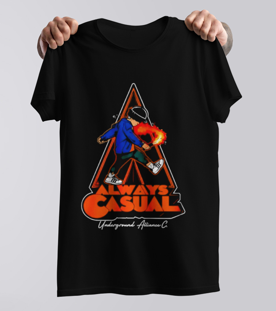 Always Casual Underground Alliance C Youth Flare Fire Backpack Street T-Shirt