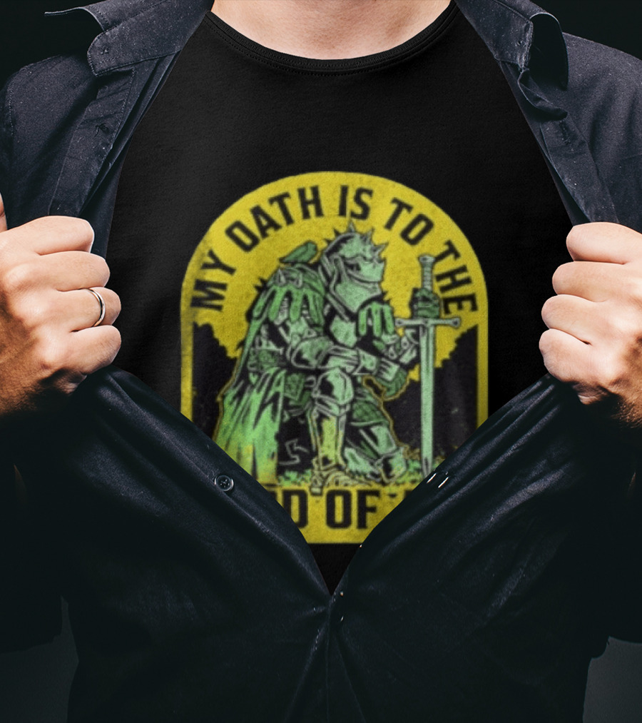 My Oath Is To The Good Of All Knight Armor Sword Kneeling T-Shirt