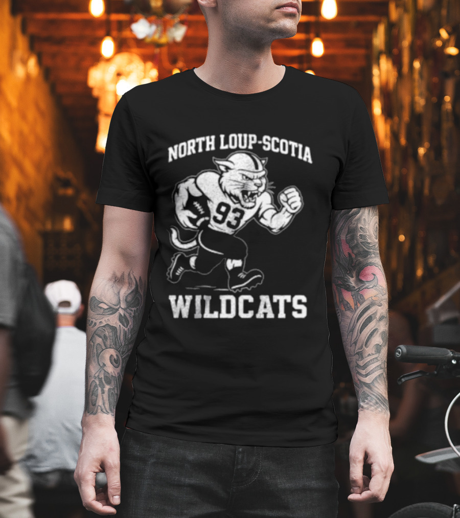 North Loup Scotia Wildcats 93 Football Player T-Shirt