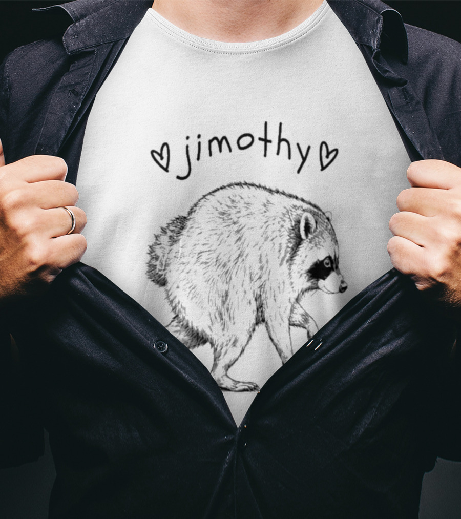 Jimothy Raccoon With Hearts Woodland Animal T-Shirt