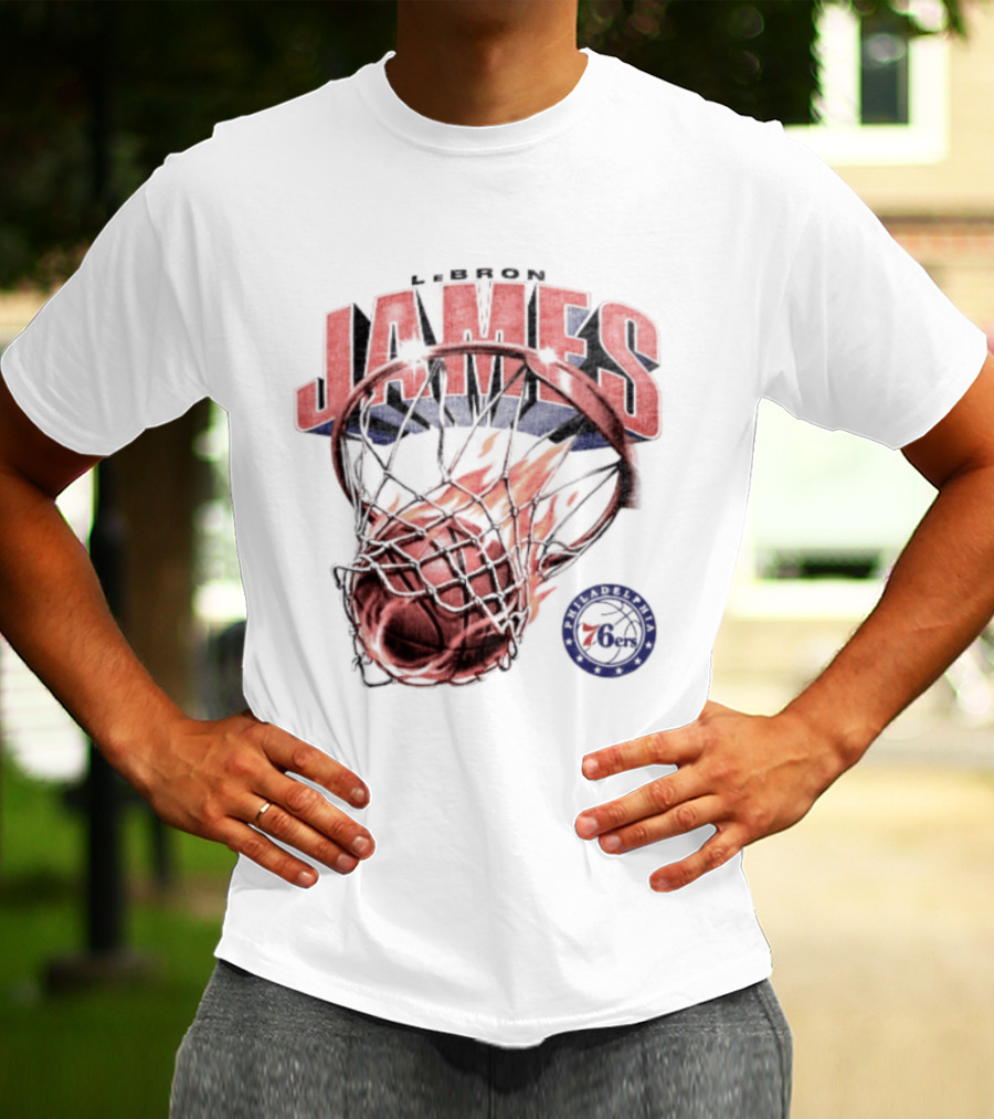 LeBron James 23 Basketball Fire Hoop Philadelphia 76ers T-Shirt