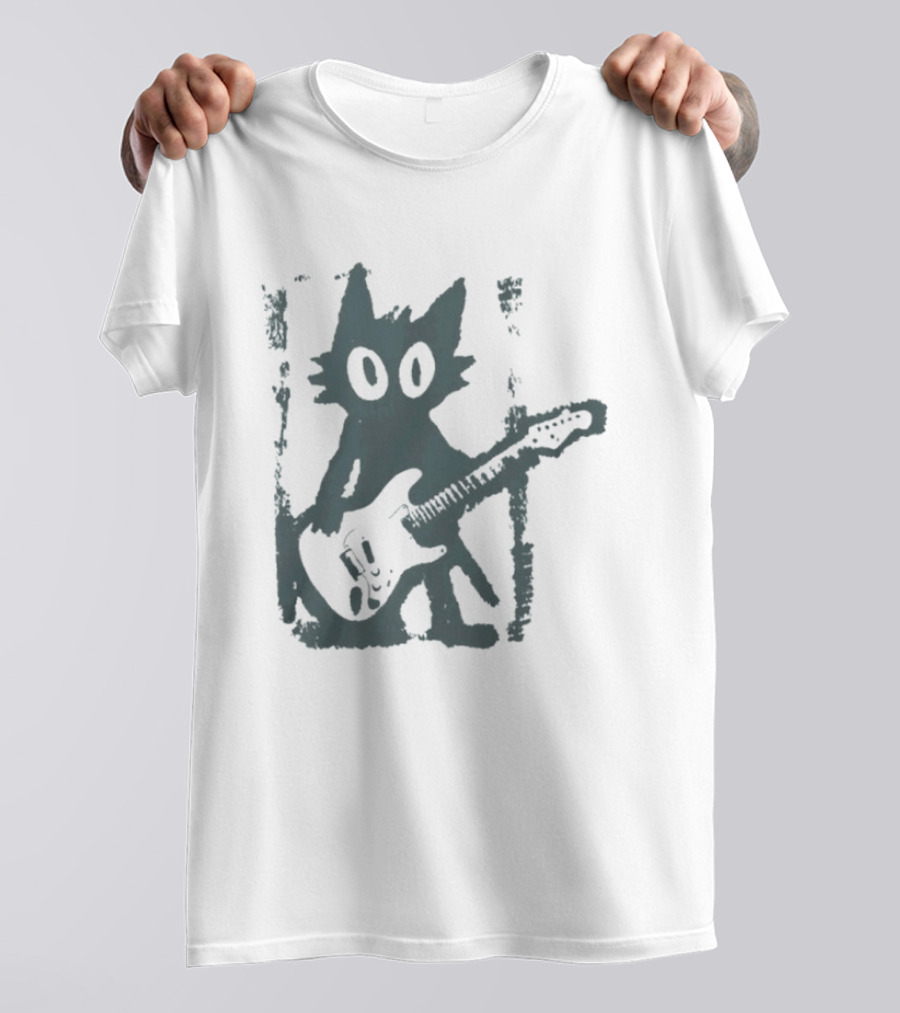 Rock Star Cat Electric Guitar Kitty Playful Feline Musician T-Shirt