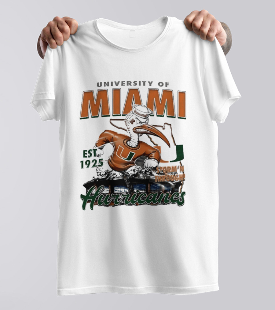University Of Miami Hurricanes Est 1925 Storm'N Through T-Shirt