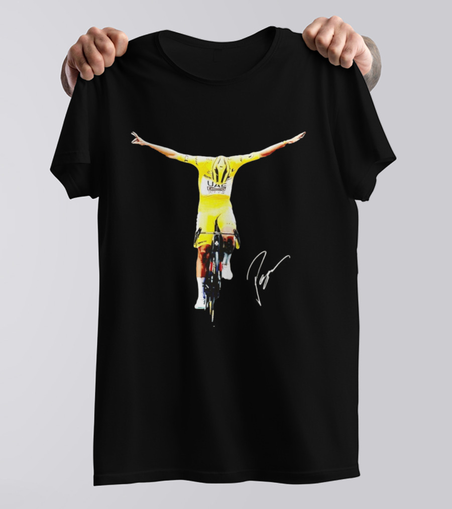 Tadej Pogacar UAE Team Yellow Jersey Victory Celebration T-Shirt