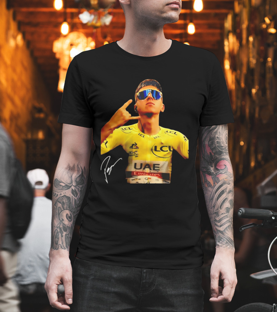 Tadej Pogacar UAE Emirates Cycling Team Slovenia LCL Yellow Jersey T-Shirt