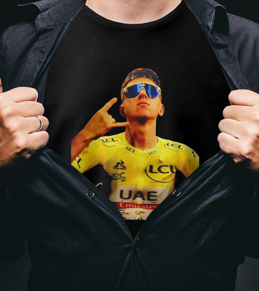 Tadej Pogacar UAE Emirates Cycling Team Slovenia LCL Yellow Jersey T-Shirt