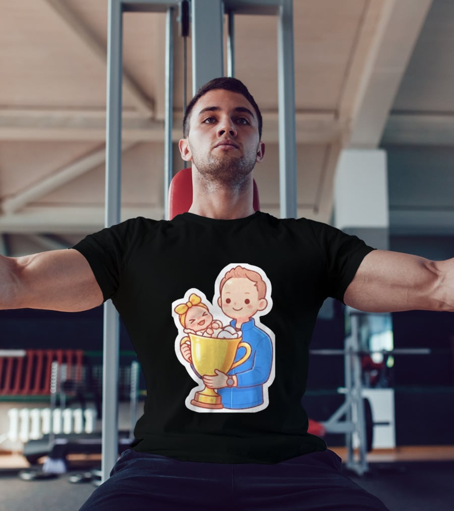 My Greatest Trophy Dad Holding Baby In Golden Cup T-Shirt