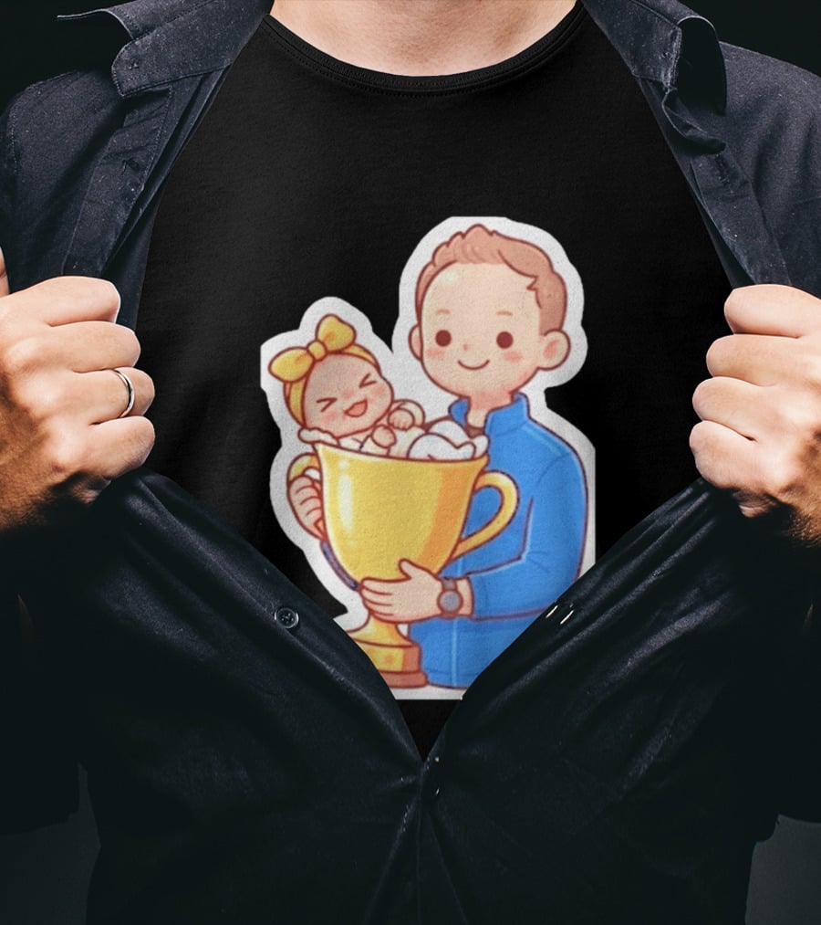 My Greatest Trophy Dad Holding Baby In Golden Cup T-Shirt